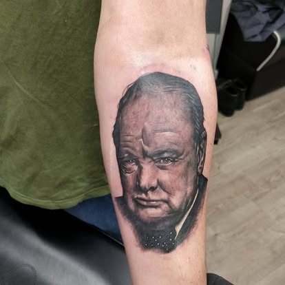 Winston Churchill portrait tattoo