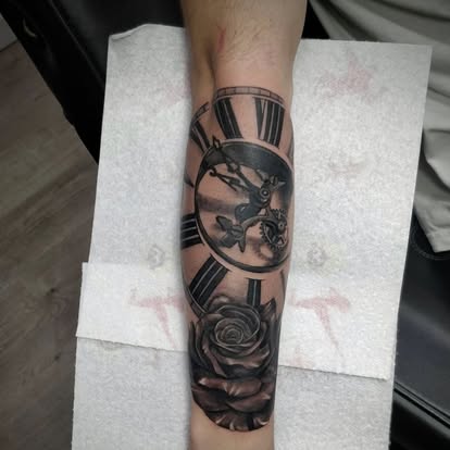 Pocket watch and rose