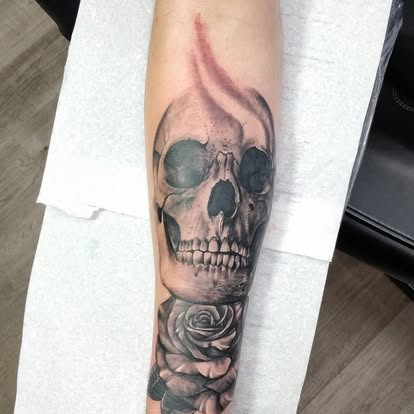 Skull and rose